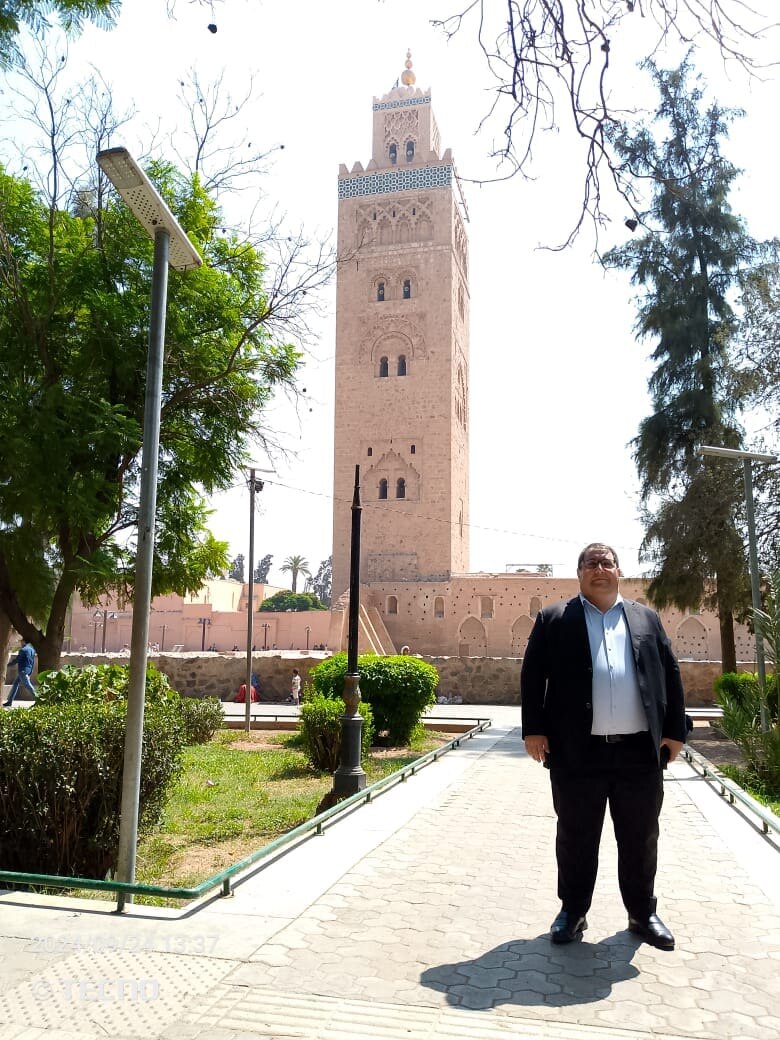 A guest visiting the Koutoubia Mosque in Marrakech